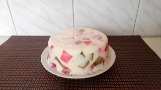 Торт-Желе "Бите скло" з молоком та сметаною/ Літній десерт #186