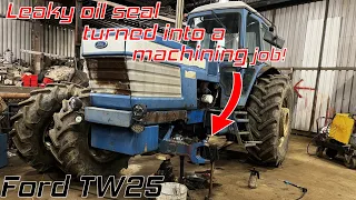 Leaky hub seal turned into a machining job on this Ford TW25 tractor!