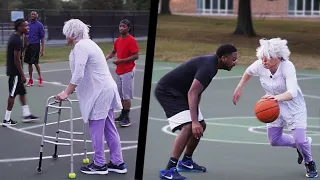 Grandma Plays Basketball At The Park!