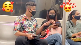 SLEEPING AND SHARING EARPHONES 🎧 WITH STRANGERS IN THE METRO || EPIC REACTIONS || DEEPANSHUMANNI ||