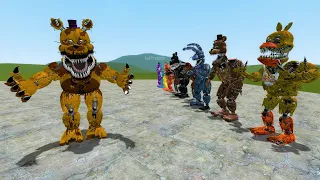 NIGHTMARE FREDBEAR VS FNAF ANIMATRONICS!! Garry's Mod Sandbox