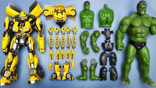 New Transformers BUMBLEBEE & Marvel HULK Assembling - Robot Car Toys Crash Test (Stopmotion Cartoon)