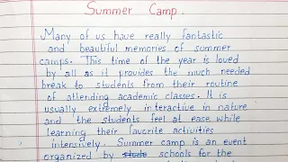 Write an essay on Summer Camp | Essay Writing | English