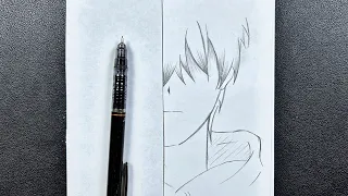 Easy anime sketch | how to draw anime boy ( half face ) step-by-step