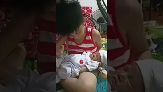 Young brother trying to take care of his newly born little sister 💕 #asmr #sweet #cute #shorts