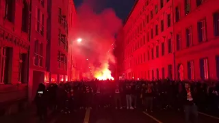 Roter Stern Belgrad Fanmarsch durch Leipzig