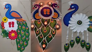 3 peacock rangolis l दिवाली रंगोली l navratri rangoli l diwali special rangoli designs with colours