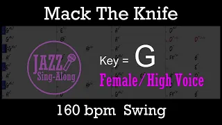 Mack The Knife - Backing Track with Intro + Lyrics in G (Female) - Jazz Sing-Along