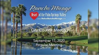 Rancho Mirage City Council Meeting, September 17, 2020