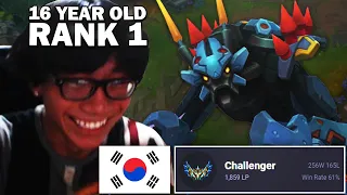 This is how the 16 yr old Rank 1 Challenger is DOMINATING KOREA with Kha'zix