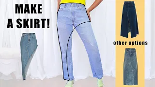 How To Remake Jeans Into A Skirt EASY!