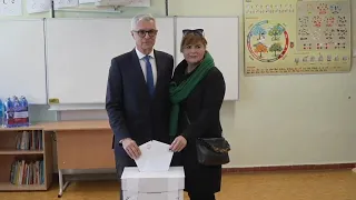 Candidate Ivan Korcok votes in Slovakia presidental election