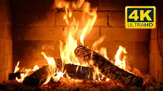 🔥 FIREPLACE (12 HOURS) Ultra HD 4K. Crackling Fireplace with Golden Flames & Burning Logs Sounds