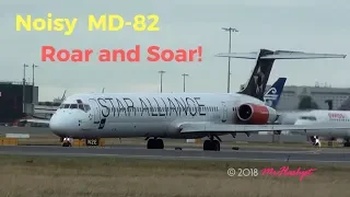 Noisy McDonnell Douglas MD-82 Depart Heathrow Airport in 2013