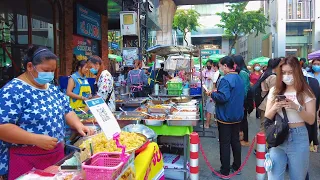 [4K] Walking around Silom Area in Bangkok | Street Food Spots for Breakfast in Bangkok