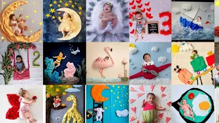 Monthly baby photoshoot ideas at home||simple monthly baby photoshoot ideas