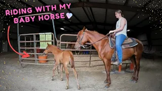 Riding My Horse With Foal Alongside💞