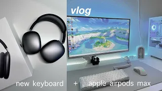 unboxing apple airpods max & new keyboard for my pc | vlog