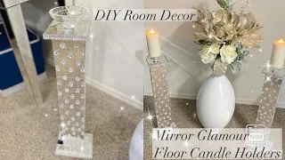 2020 DIY Mirror Glamour Floor Candle Holders / DIY Room Decor