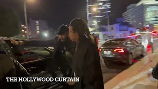 Rapper Jay-Z gets heavily escorted by security after enjoying himself at the Bird Streets Club in LA