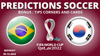 FOOTBALL PREDICTIONS TODAY 05/12/2022| CORNERS AND CARDS TIPS  #brazilvskorea #japanvscroatia