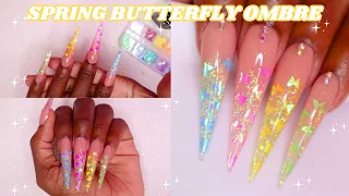 COLORFUL SPRING GLITTER OMBRE POLYGEL NAILS | Nail Tutorial