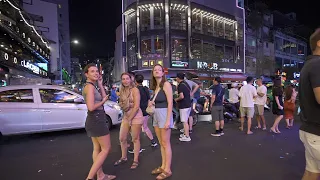 Vietnam Saigon Bui Vien walking street is busy on weekend night