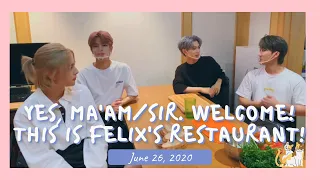 [Stray Kids Unit Live] 200626 Yes, ma'am/sir. Welcome! This is Felix's Restaurant!
