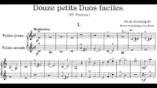 12 Easy Duos for 2 Violins Op.87 By Charles Auguste de Bériot (with Score)