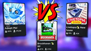 БРУКХЕЙВЕН РП VS АДОПТ МИ VS ЛАЙВТОПИЯ РП РОБЛОКС! Что лучше? Brookhaven RP Livetopia RP VS Adopt ME