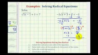 Ex 3:  Solve Radical Equations - Square Roots