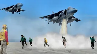 AV-8B Harrier II Showing the Insane Jump on Aircraft Carrier / aircraft carrier survival