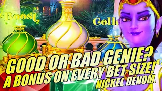 A BONUS ON EVERY BET!! (NICKEL DENOM) 🧞‍♀️ MYSTERY OF THE LAMP Slot Machine (IGT)