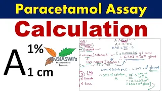 Calculation Paracetamol assay by UV using A1%, 1cm specific absorbance #dilutionfactor #Analysis