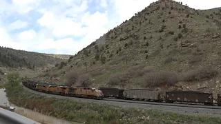 Helper, Utah w/California Zephyr, manned helper units for a coal train and two locals.  Really windy