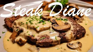 Steak Diane a 70's classic with brandy, cream and mushrooms