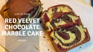 Red Velvet and Chocolate Marble Loaf Cake Recipe