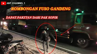 Rombongan truck fuso gandeng lewat tikungan tajam lahor asik dapat paketan