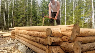 Off Grid Log Cabin Build Starts Again! Only Hand Tools | 13 | - One Man Traditional Log Cabin series