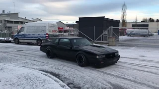 Nascar style Chevy Monte Carlo winter slalom