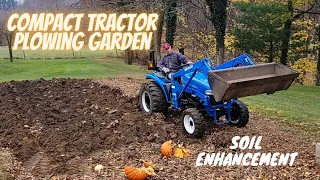 Compact Tractor Plowing Garden