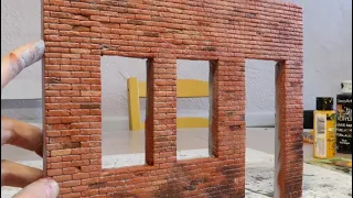 Making a brick wall from Styrofoam