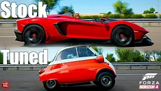 Forza Horizon 4: Stock vs Tuned! Lamborghini Aventador J vs BMW Isetta!