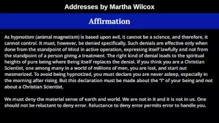 Affirmation, from Addresses by Martha Wilcox