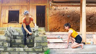 How To Construction Floor Of The House - BUILD LOG CABIN | Tiểu Vân Daily Life