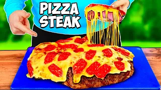 The World's Craziest Fast Food / Steak Pizza / Cheese Burger / Sweet Potato Fries by VANZAI COOKING
