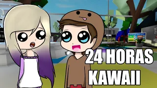 24 HORAS EN UN MUNDO KAWAII EN BROOKHAVEN ROBLOX CON LYNA!