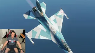 Real Fighter Pilot Flies F-16 Aggressor in Combat Simulator Dogfight