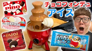 【No.1決定戦】チョコフォンデュタワーに色んなアイス突っ込んでどれが1番合うか試してみたwww