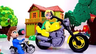 DibusYmas Motorbikes 💕 Superhero Play Doh Stop motion cartoons